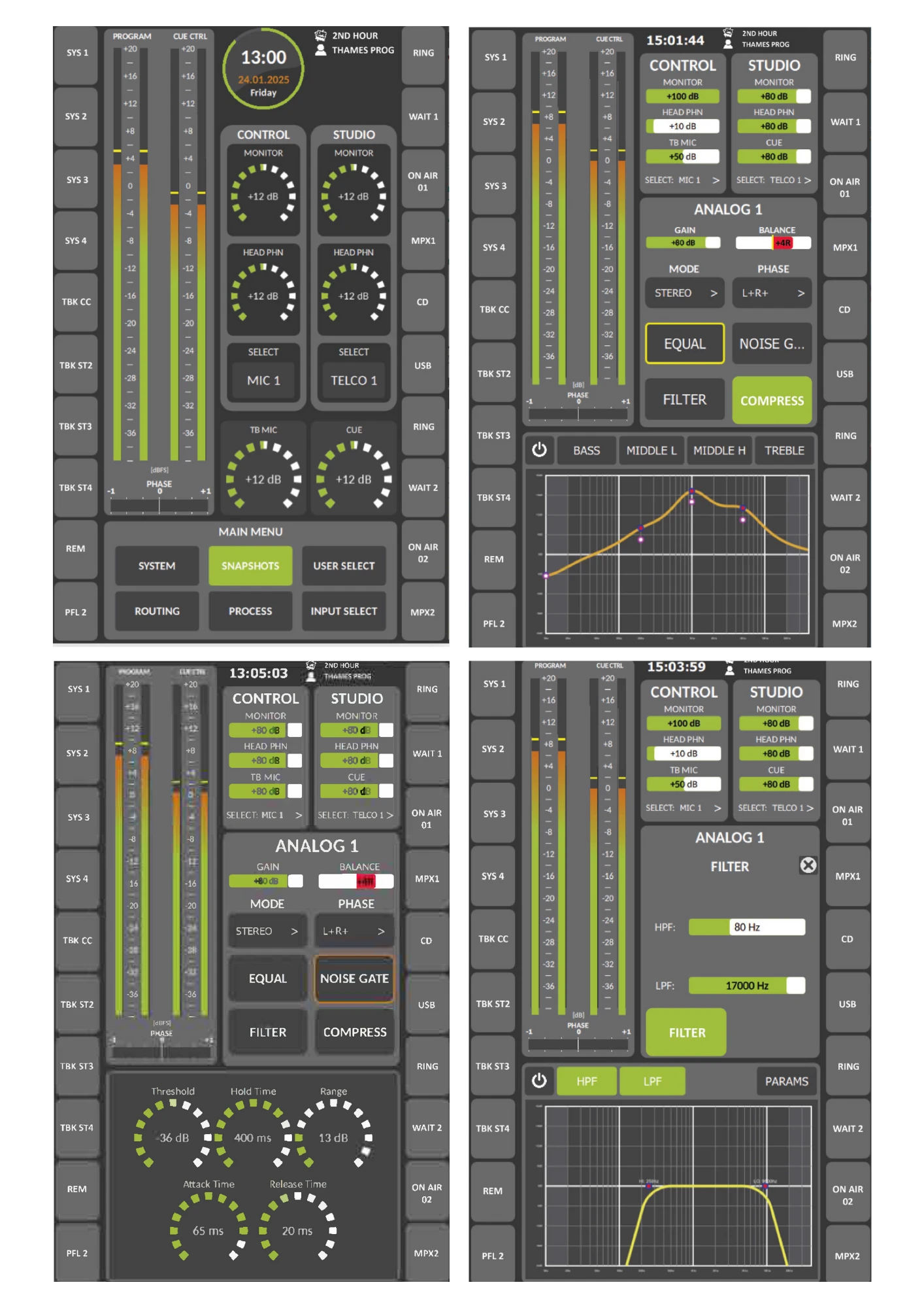 FORUM IP PLUS configuration screens