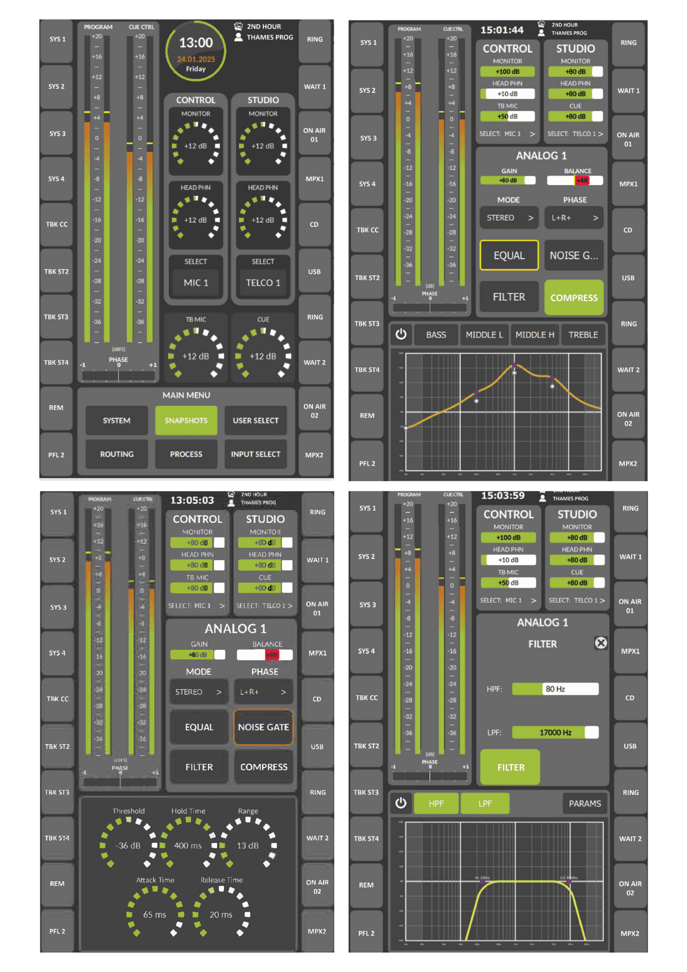 FORUM IP PLUS configuration screens