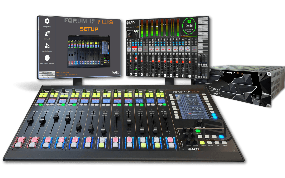 AEQ heads to IBC with FORUM IP PLUS, a scalable AoIP mixing console for modern broadcast production
